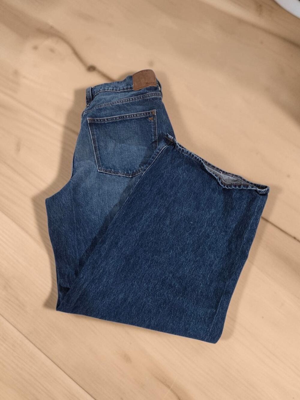 Madewell Superwide-Leg Jeans Women's Size 32 Petite Dark Wash Wide Leg Denim